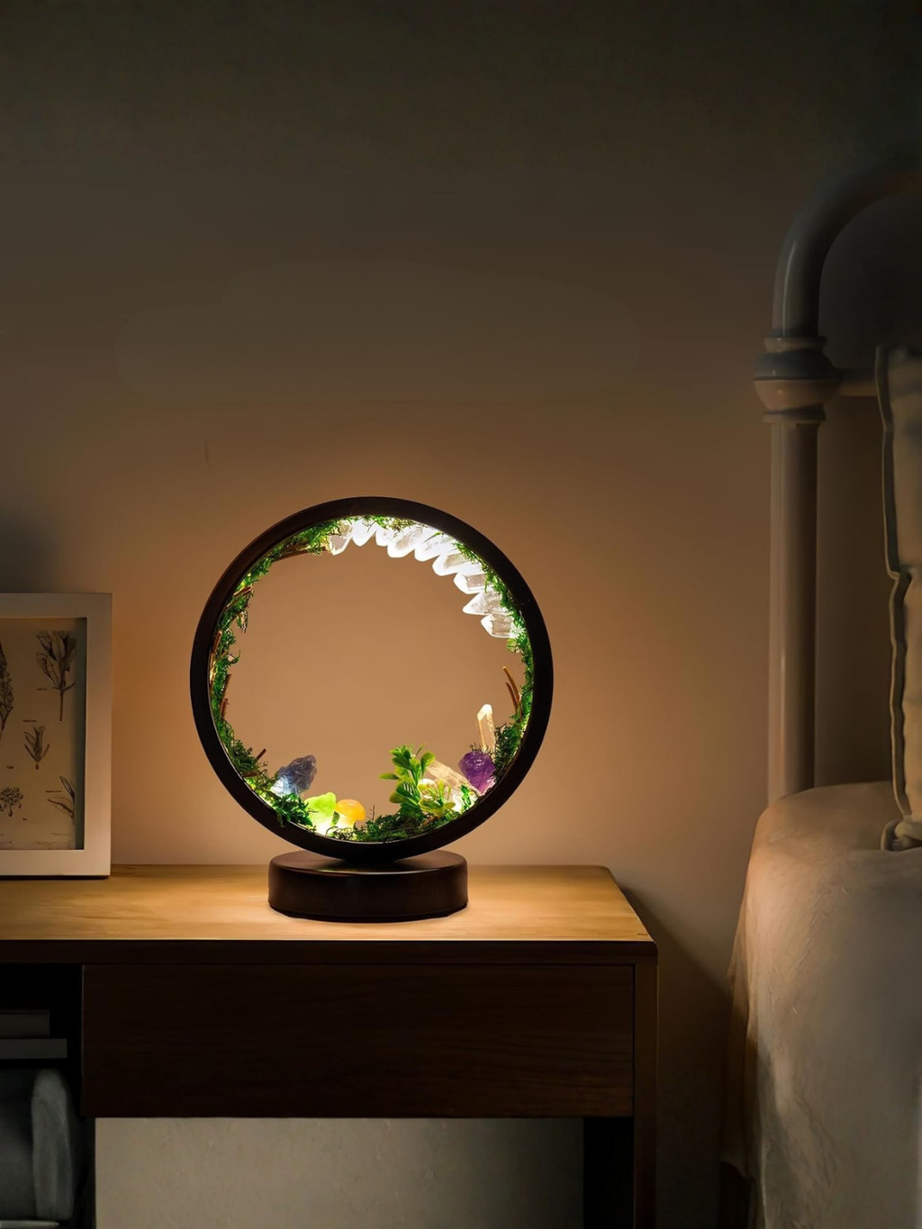 Natural Clear Quartz Crystal Night Light with 3 Colors