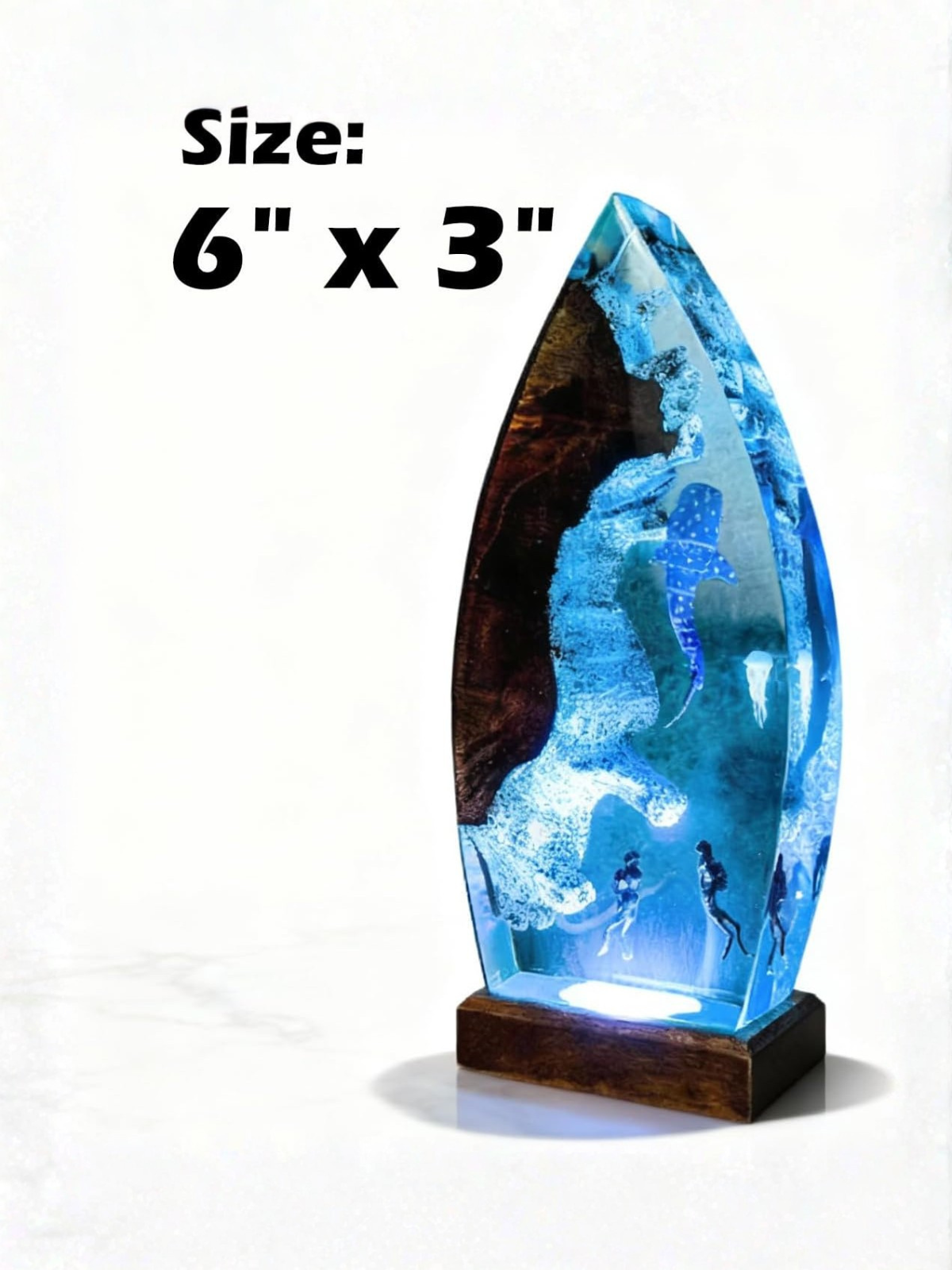 Ocean Epoxy Resin Lamp with Multi-Color LED Base