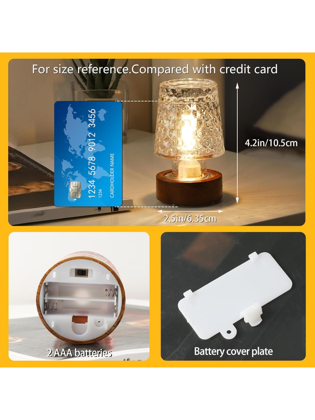Portable Battery Powered Mini Art Deco Glass LED Decor Lamp