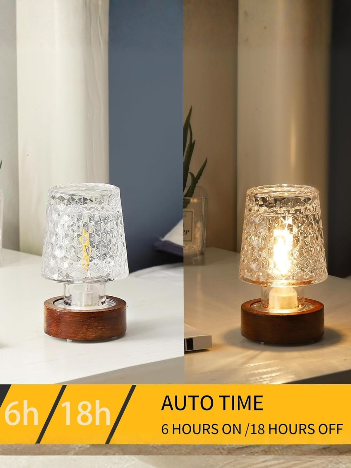 Portable Battery Powered Mini Art Deco Glass LED Decor Lamp