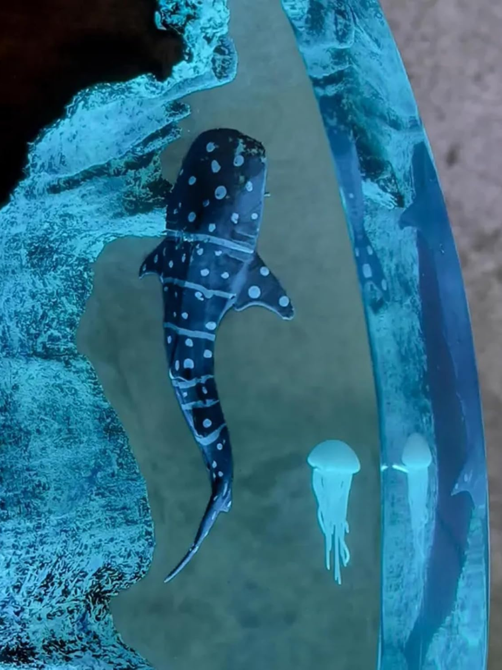Ocean Epoxy Resin Lamp with Multi-Color LED Base
