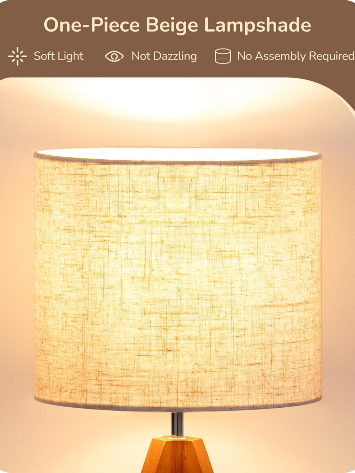 Small Wooden Tripod Table Lamp with Beige Linen Shade