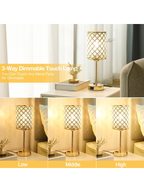 Modern Gold Crystal Decor Lamp with Dual USB Ports