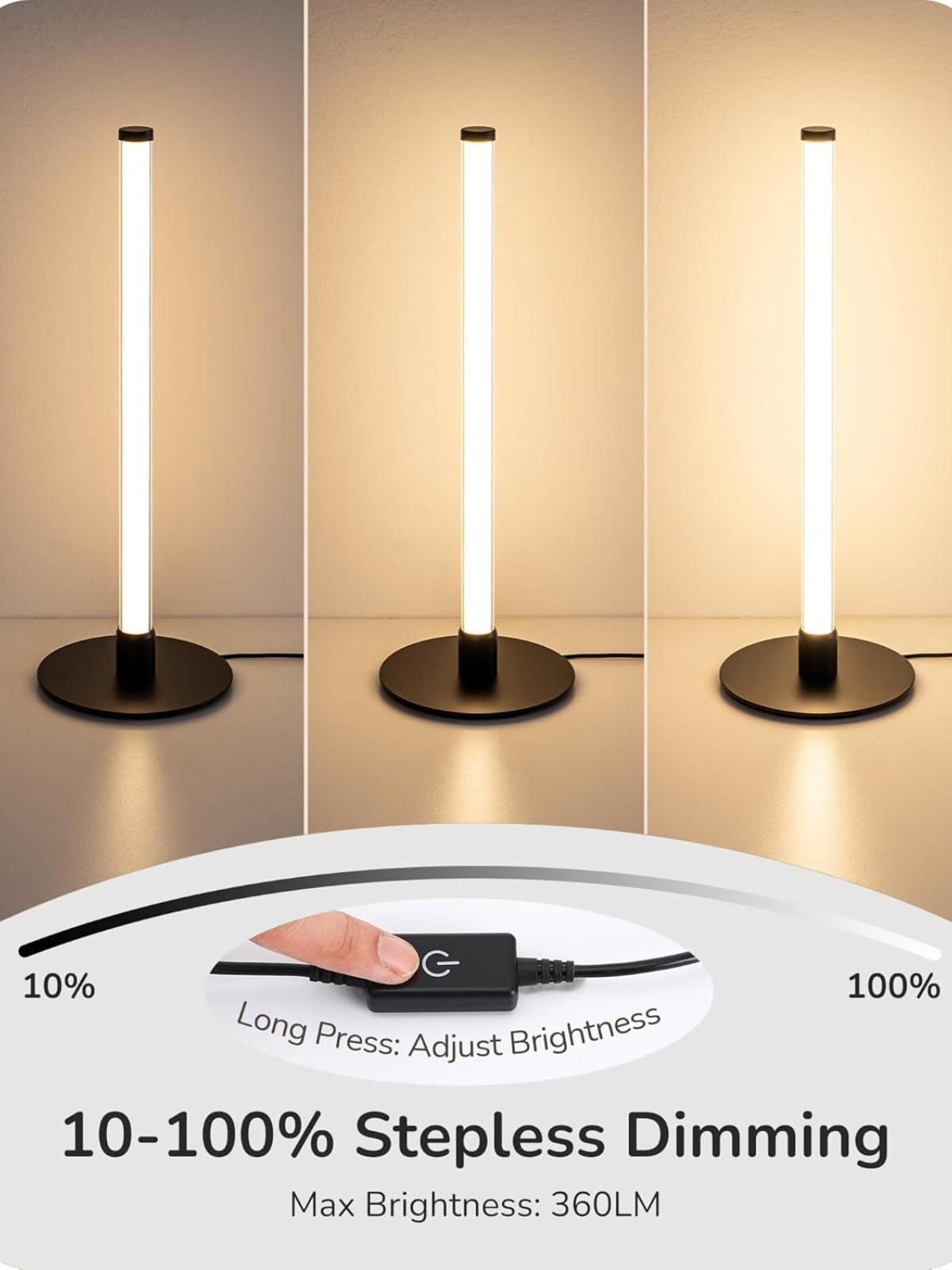 Modern Slim LED Table Lamp with 360 Degree Illumination