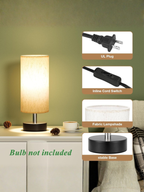 Minimalist Nightstand Table Lamp with Soft Linen Fabric Shade