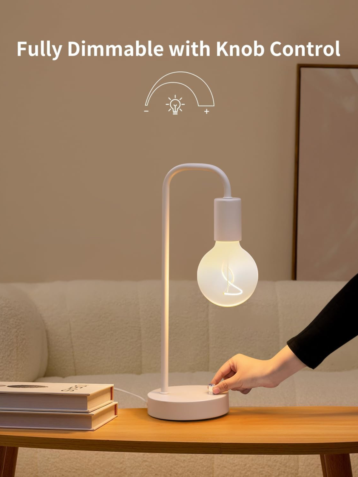 Industrial Metal Table Lamp with Stepless Dimmer Control Knob