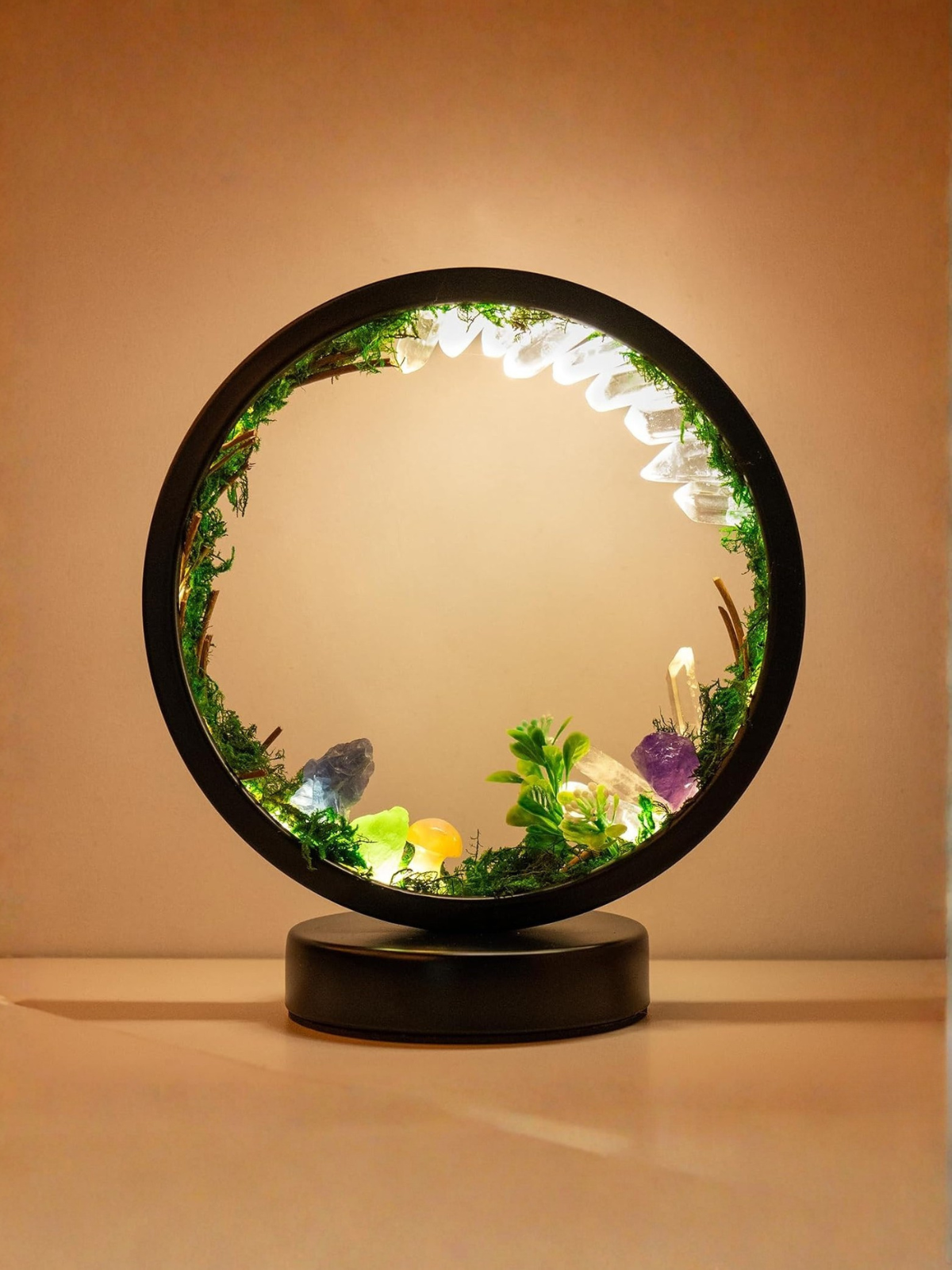 Natural Clear Quartz Crystal Night Light with 3 Colors