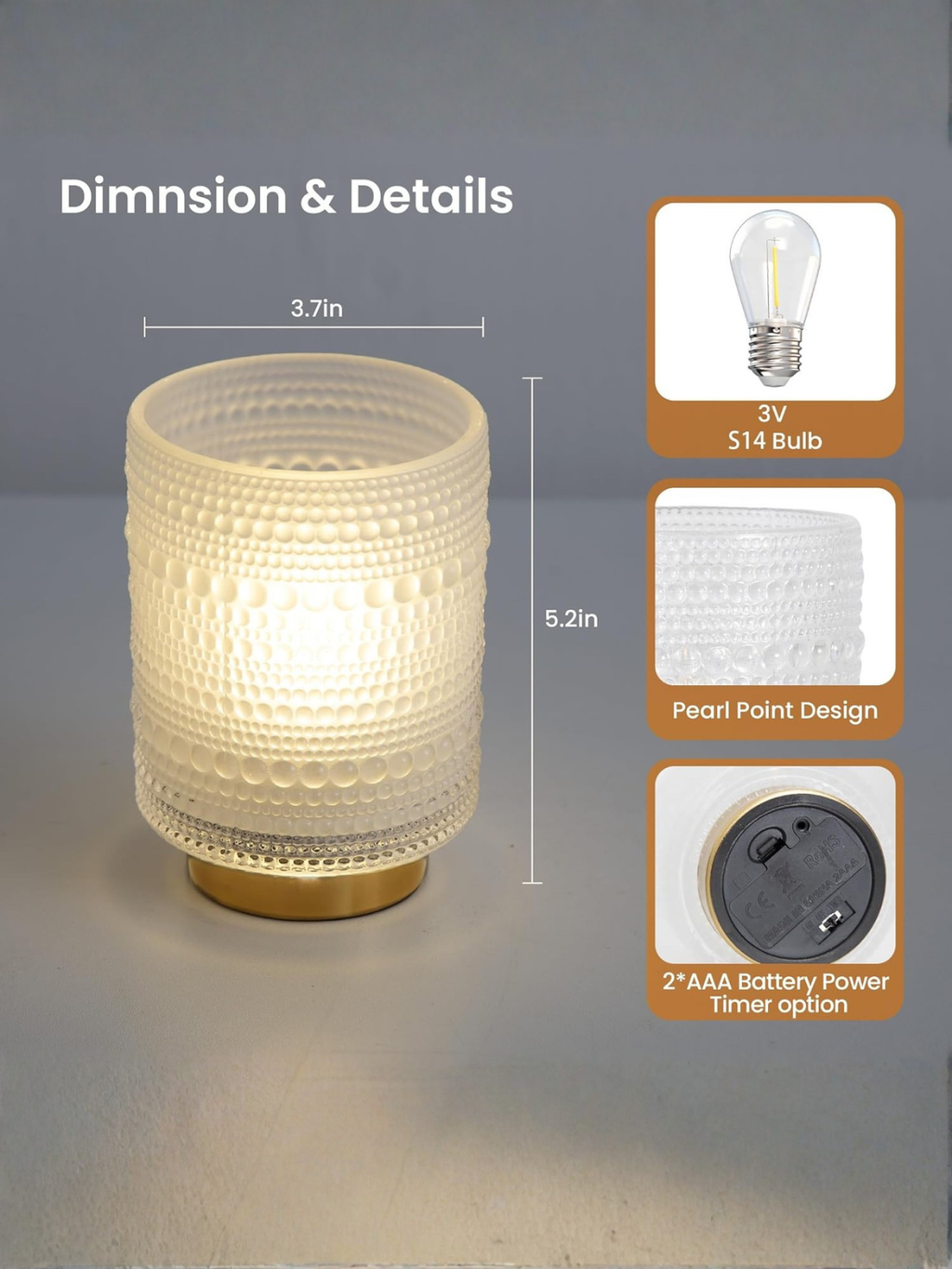 Cordless Battery Powered Lamp with Automatic 6-Hour Timer