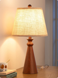 Modern Boho Table Lamp With Wood Grain Metal Base