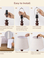 Modern Boho Table Lamp With Wood Grain Metal Base