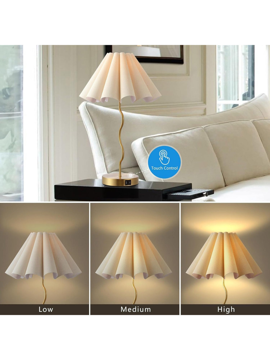 Elegant Pleated Linen Decor Lamp with Brushed Metal Base