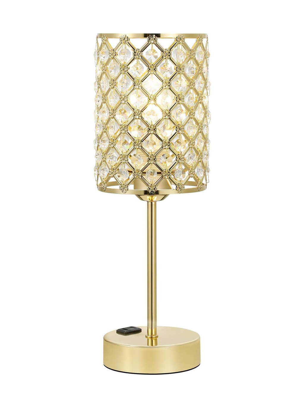 Modern Gold Crystal Decor Lamp with Dual USB Ports