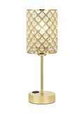 Modern Gold Crystal Decor Lamp with Dual USB Ports
