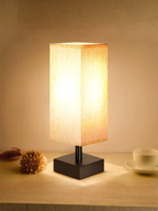 Minimalist Black Bedside Table Lamp With Square Fabric Shade