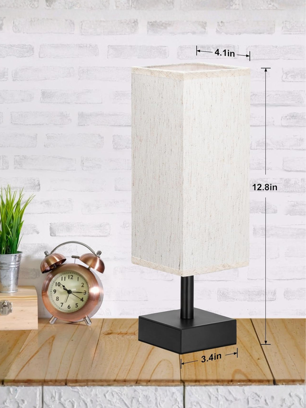 Minimalist Black Bedside Table Lamp With Square Fabric Shade