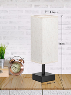 Minimalist Black Bedside Table Lamp With Square Fabric Shade
