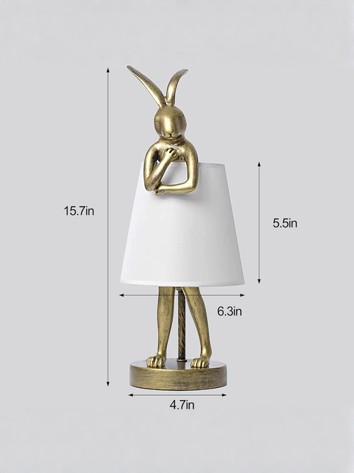 Antique Gold Bunny Table Lamp With White Linen Shade
