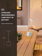 Set of 2 Modern Silver Gray Cordless Rechargeable LED Table Lamps