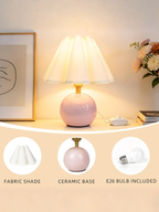 Ceramic Stepless Dimmable Lamp With A Scalloped Fabric Shade