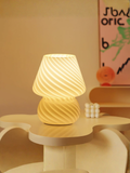 Murano Style Hand Blown Striped Glass Mushroom Decor Lamp