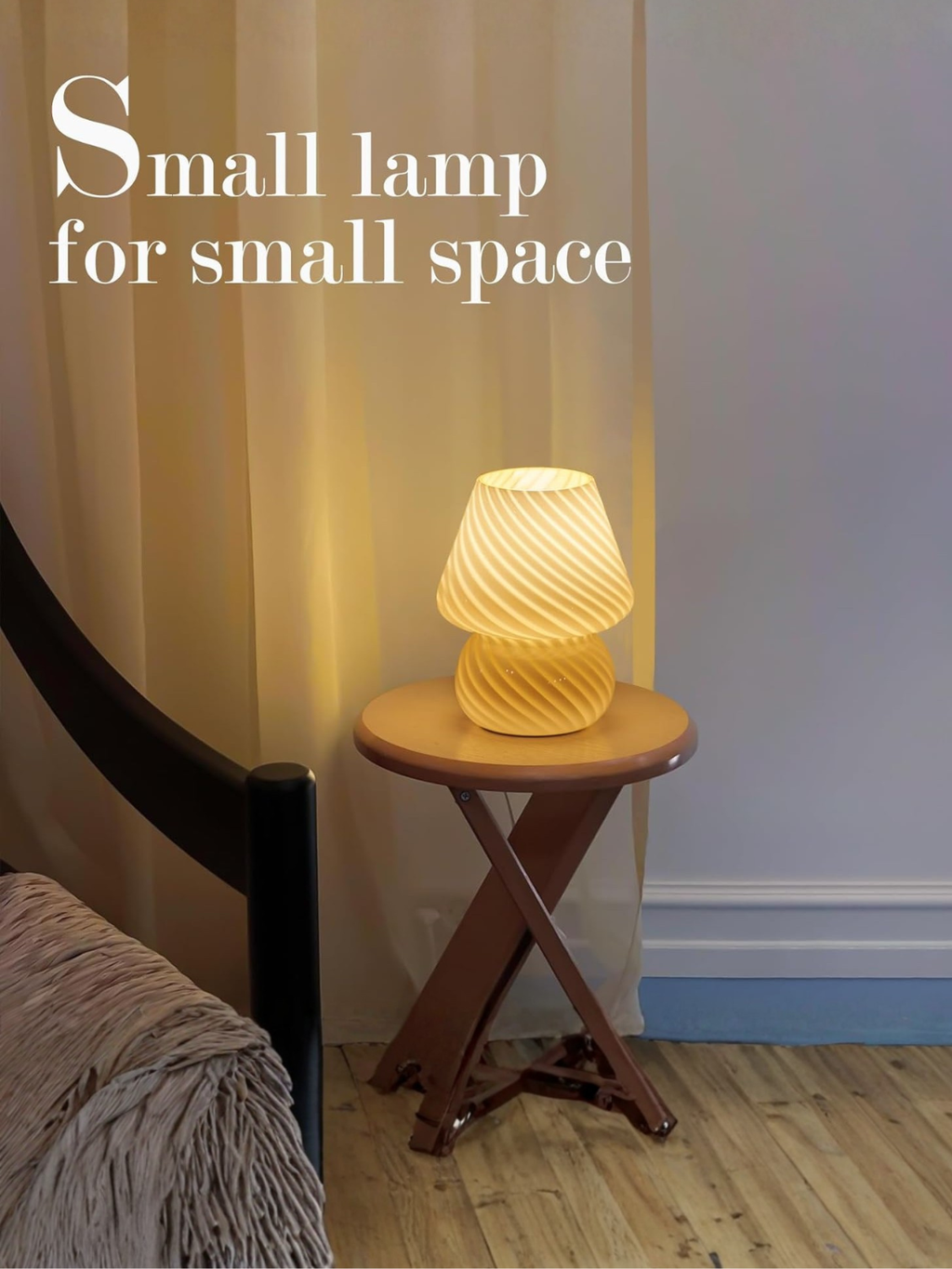 Murano Style Hand Blown Striped Glass Mushroom Decor Lamp