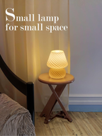 Murano Style Hand Blown Striped Glass Mushroom Decor Lamp