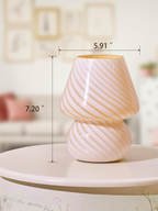 Murano Style Hand Blown Striped Glass Mushroom Decor Lamp