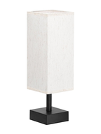 Minimalist Black Bedside Table Lamp With Square Fabric Shade