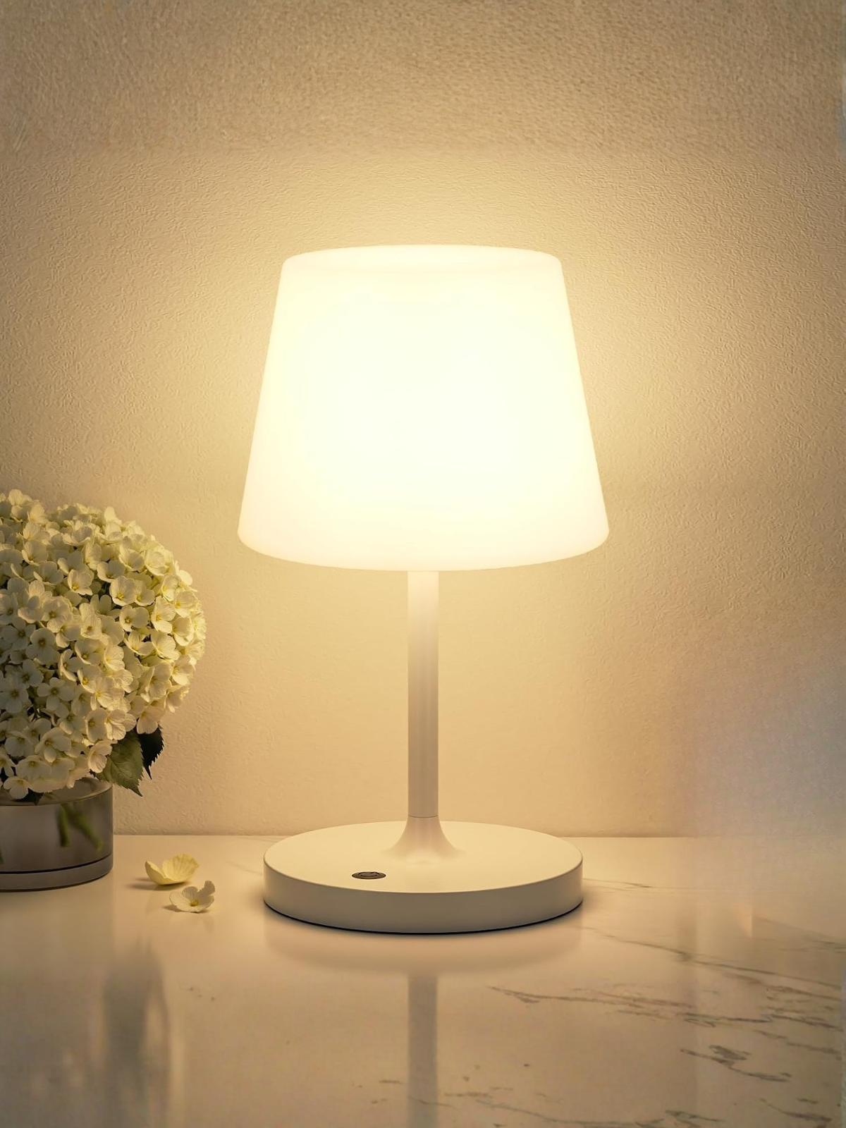 White Waterproof Cordless Rechargeable Table Lamp With Touch Control