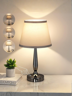 Modern Pearl Black Touch Table Lamp With Grey Shade