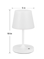 White Waterproof Cordless Rechargeable Table Lamp With Touch Control
